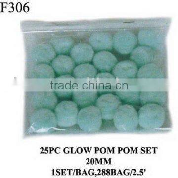 F306 25PC GLOW Pom Poms SET