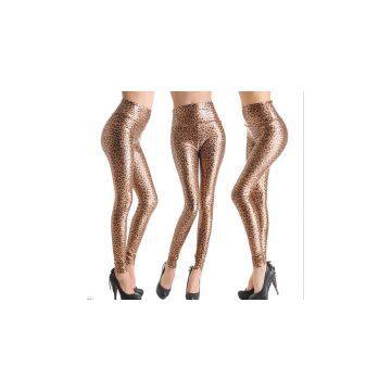 Wholesale Leopard High Waist Faux Leather Leggings