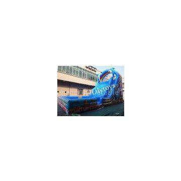 EN14960 Kids Pool Inflatable Water Slides Blue Dolphin OEM For Water Park Inflatable