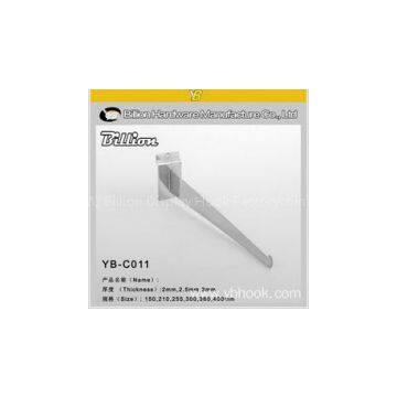supermarket display hooks with glass support brackets for slatwall