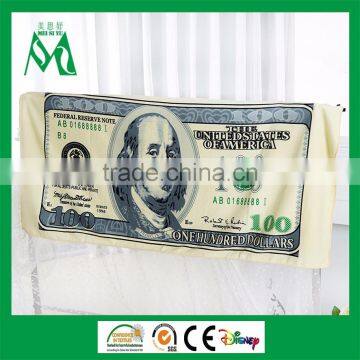 Micro fiber bath towel printed money design