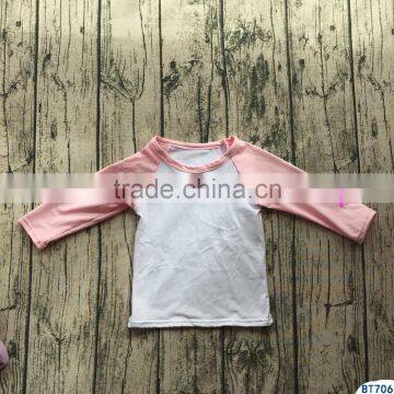 High quality baby clothes girls shirts boutique children summer raglan pink sleeves top shirts