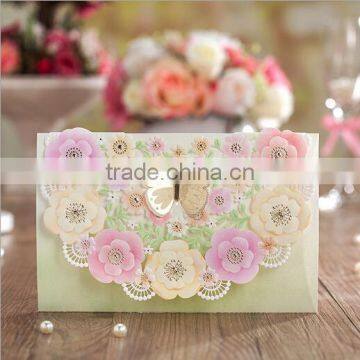 Various colors flower butterfly wedding invitation card