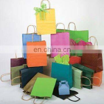 Single color printing kraft paper shopping bag with twisted handle