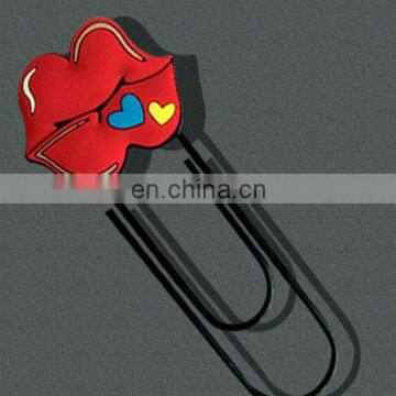 Manufacturer creative red mouth shape pvc magnetic clip bookmark