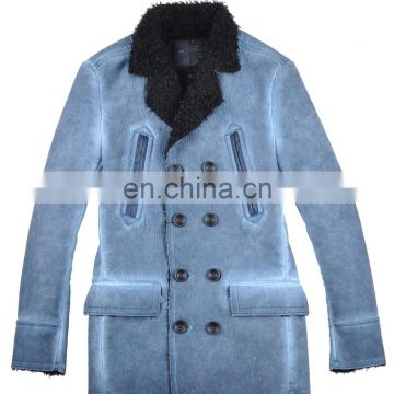 2015 last fashion handsome lamb motrocycle men long leather coat