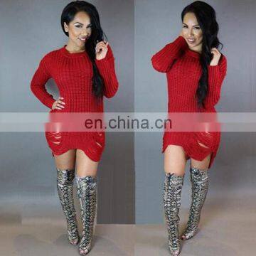 Korea Winter Long Coat Wholesale Hollow Out Knit Pullover Women Sweater KMY1286 photo-5