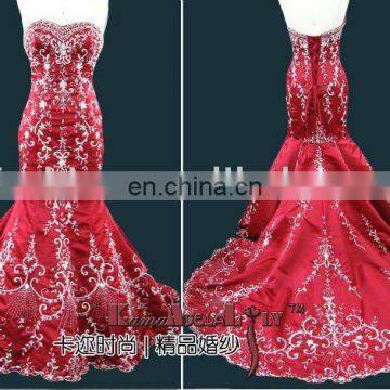 EB0044 Hot embroidery Wedding dress | red wedding dress mermaid