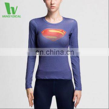 Women Newest Printing Long Sleeve Fitness Shirt Sportswear Wholesale