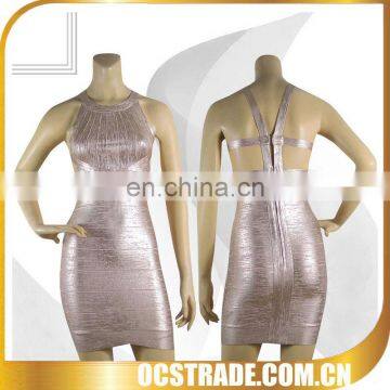 2014 hot selling cut out gold pink bandage dress sexy camo dress