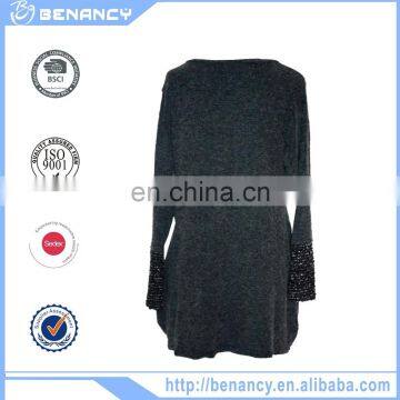 Gray Plus Size Long Sleeve Tunic Asymmetrical Hem Women Sweater Tunic photo-2