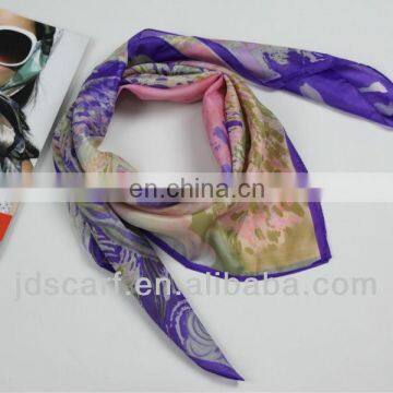 embroidered square scarf JDY-195 # 100% silky polyester Printing scarf digital printed scarf