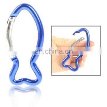 5pcs Fish Shape Aluminum Carabiner Colored Key Ring Keychain Snap Hook, Dimensions: 94.3mm x 45.4mm x 7.86mm