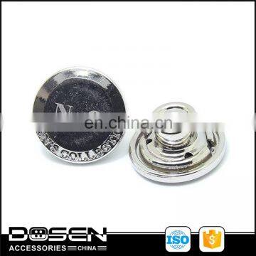 Fashion Famous brand denim jeans button , Logos by laser ,Shiny nickle free shank button upper paint point black color .