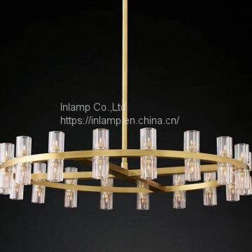 Luxury New Design Gold Iron Circle Chandelier with Crystal Lampshade