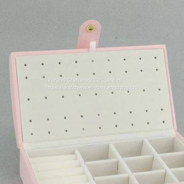 2021 Custom Logo Small PU Leather Jewelry Box Organizer Velvet Travel Earring Ring Necklace Storage Case For Girls photo-2