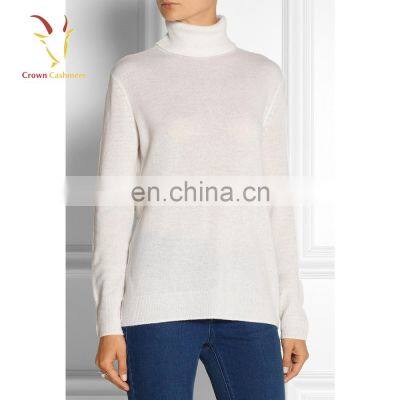 Women Solid Color Turtle Neck Cashmere Knit Pullover Sweater photo-2