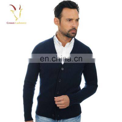 V Neck Men Cardigan Sweater Cashmere Knitted Cardigan With Elbow Patch photo-1