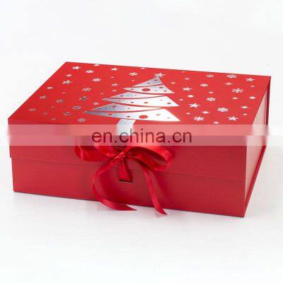 Large new year popular red Christmas eve Xmas gift boxes with changeable ribbon