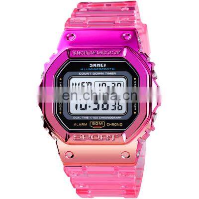 Hot Selling Skmei 1622 Girl Waterproof Transparent Band Fashion Ladies Sports Digital Watch