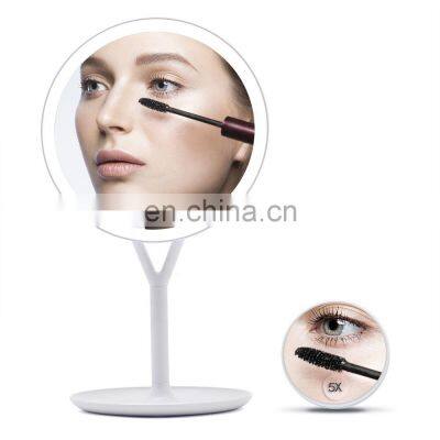 USB Charging Smart Cosmetic Mirror Desktop LED Makeup Mirror With Light 5x Magnification Beauty Makeup Mirror photo-3