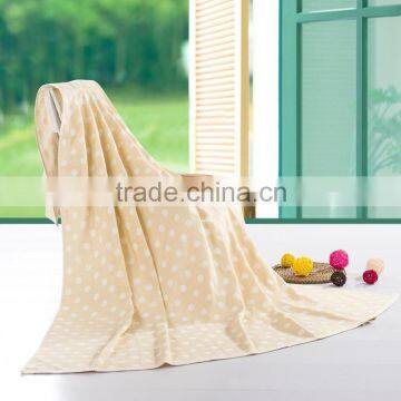 Top quality yellow super double layer jacquard dot beach children soft towelling coverlet