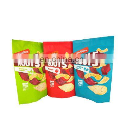 Custom Back Middle Seal Pillow Pouch Print Plastic Aluminium Foil Dry Food Crispy Chips fries Snacks Packaging  Bag