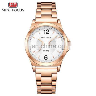 MINI FOCUS Women Business Watches Luxury Rose Gold Stainless Steel Quartz Watch Ladies Fashion Waterproof Wristwatch