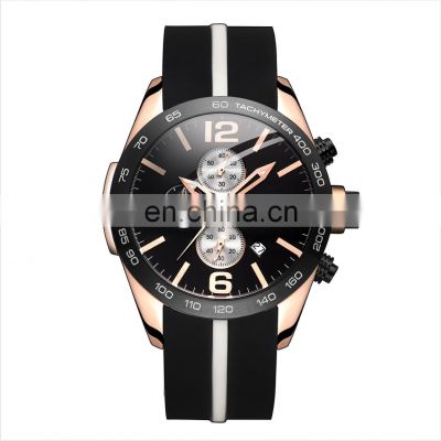 China Factory Wholesale Men Watches Luxury  Black Quartz Watch Custom Logo  Silicone Strap Waterproof Watches