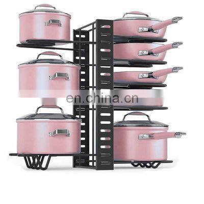 Multi-layer Adjustable Multifunction Kitchen pan rack storage organizer, Pot and Pan Lid Organizer Holder Rack