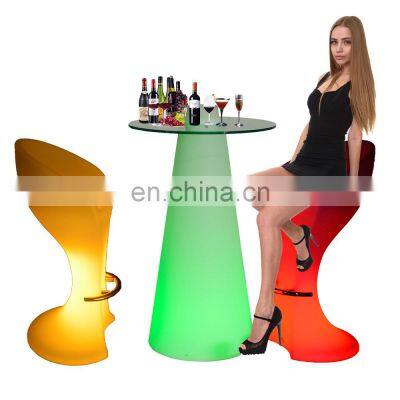 plastic chair /rechargeable led bar stool outdoor PE plastic led light patio furniture waterproof bar stool high chair