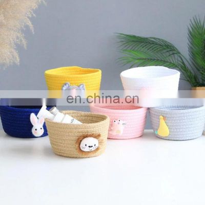 Hot Sale Colorful Cuties Cotton Rope Storage Basket Kid's Toy Basket