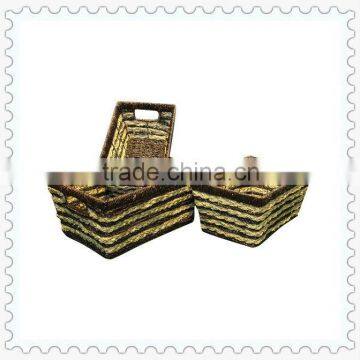 handmade woven rectangular cheap natural seagrass storage baskets with lids