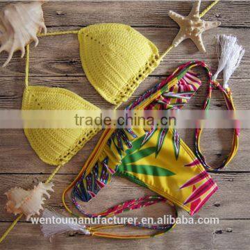Women Summer Vintage Crochet Beach Bikini Set 2016 Hot Sale Sexy Push Up Padded Swimwear Quality Choice photo-2