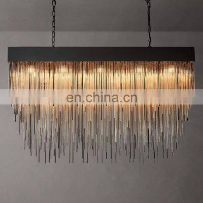 Ceiling Luxury Modern American Pendant Light Black Elegant Hanging Lamp Dining Room Glass Chandelier