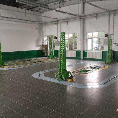 Floor straightening system, frame rack machine