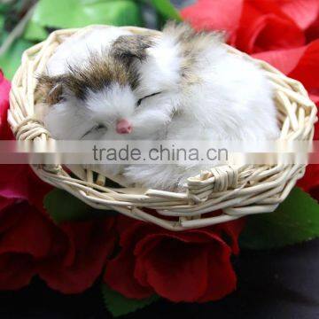 Cute Small Sleeping Plush Toy Cat With Long Fur photo-6