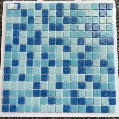 Foshan New Popular Decorative Building Material Blue Swimming Pool Glossy Crystal Glass Mosaic