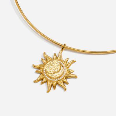 Collar de circones diamantados de acero inoxidable recubierto de oro 18K - Cadena no descolorante