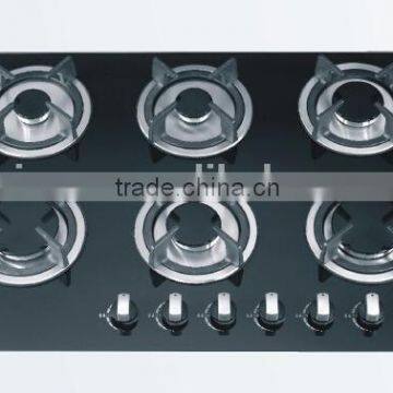 six burner glass top built in gas stove