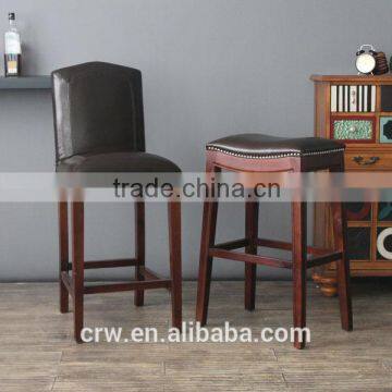 RCH-4245 wholesale wooden bar chair/rivet bar stool /leather bar chair