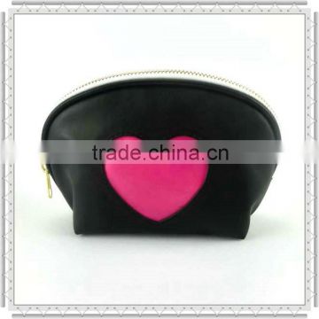 2014 new promotional PU cosmetic bag with heart decoration