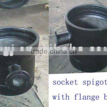 Socket spigot tee with flanged branch pipe fitting