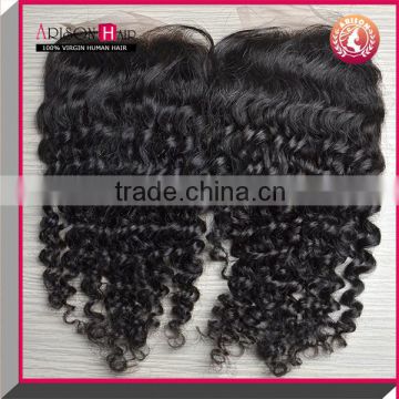 7a grade brazilian hair wholesale kinky curl hair lace closure with 4*4 bleached knots