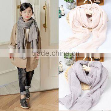 Hot Selling 2015 New Fashion Solid Plain Cotton Polyester Boys Girls Kids Scarf