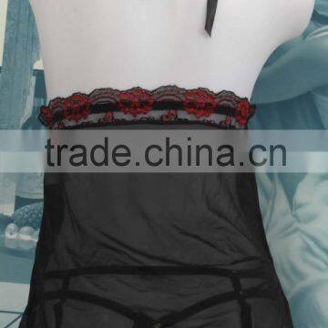 2016 Sexy Back Bandage Chinese Lace Silk Babydoll Dress Lingerie photo-3