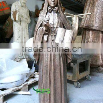 Bronze nun religious statue