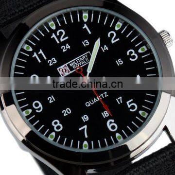 MR060 Men's Boy's Military Black Nylon Fabric Strap Sport Army Watch