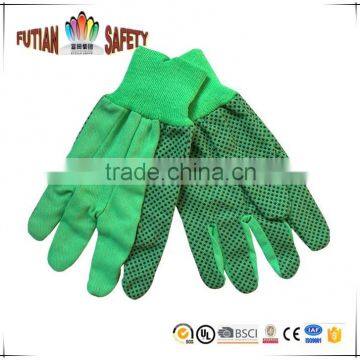 FTSAFETY 100% NATURE WHITE Cotton CANVAS glove with black pvc dots for safety working