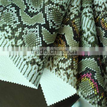 Printing Embossed Snake Skin Washed Pattern and PU Material Decorative Artificial Leather for Handbags photo-5